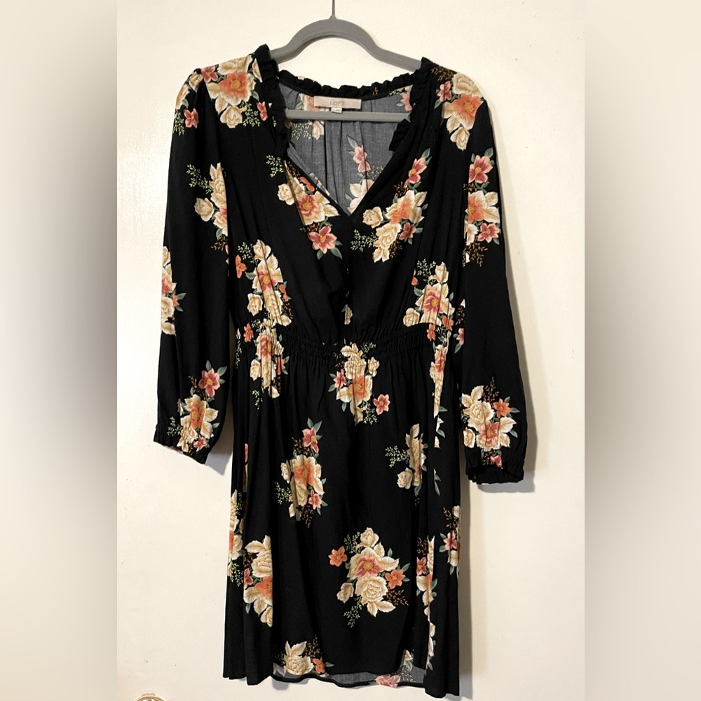 Black and orange floral dress